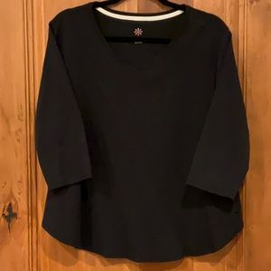 Black V-Neck Women's Top